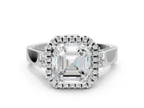 Platinum 2.04 Carat E VVS2 Round Halo Round Diamond Twist Band with Four-Prong Setting