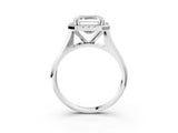 White gold Asscher Cut Halo Solitaire Engagement Ring with Square Band and Four-Prong Setting_15