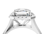 White gold Asscher Cut Halo Solitaire Engagement Ring with Square Band and Four-Prong Setting_16