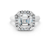 White gold Asscher Cut Halo Solitaire Engagement Ring with Square Band and Four-Prong Setting_65