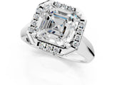White gold Asscher Cut Halo Solitaire Engagement Ring with Square Band and Four-Prong Setting_66