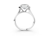 White gold Asscher Cut Halo Solitaire Engagement Ring with Square Band and Four-Prong Setting_73