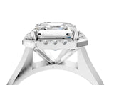 White gold Asscher Cut Halo Solitaire Engagement Ring with Square Band and Four-Prong Setting_74