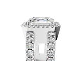 White gold Asscher Cut Halo Split Shank Diamond Ring with Four-Prong Setting_11
