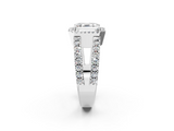 White gold Asscher Cut Halo Split Shank Diamond Ring with Four-Prong Setting_8