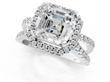 White gold Asscher Cut Halo Split Shank Pave Set Ring_27