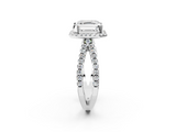 White gold Asscher Cut Halo Split Shank Pave Set Ring_28