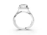 White gold Asscher Cut Halo Split Shank Pave Set Ring_29