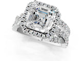 White gold Asscher Cut Halo Split Shank Prong Setting Ring_13