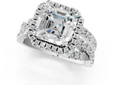 White gold Asscher Cut Halo Split Shank Prong Setting Ring_24