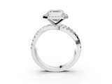 White gold Asscher Cut Halo Split Shank Prong Setting Ring_25