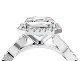 White gold Asscher Cut Halo Twisted Band Four-Prong Ring_10