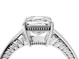White gold Asscher Cut Milgrain Channel Set Engagement Ring with Solitaire Prong Setting_33