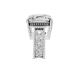 White gold Asscher Cut Milgrain Channel Set Engagement Ring with Solitaire Prong Setting_34