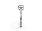 White gold Asscher Cut Milgrain Channel Set Engagement Ring with Solitaire Prong Setting_36