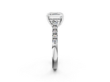 White gold Asscher Cut Pavé Band Solitaire Ring with Four-Prong Setting_45