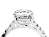 White gold Asscher Cut Pavé Band Solitaire Ring with Four-Prong Setting_47