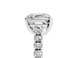 White gold Asscher Cut Pavé Band Solitaire Ring with Four-Prong Setting_48