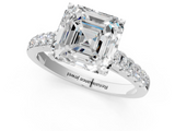 White gold Asscher Cut Pavé Band Solitaire Ring with Four-Prong Setting_48