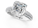 White gold Asscher Cut Pave Diamond Engagement Ring with Channel Set Band and Four-Prong Setting_13