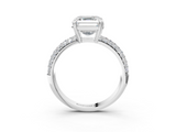 White gold Asscher Cut Pave Diamond Engagement Ring with Channel Set Band and Four-Prong Setting_15