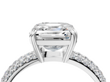 White gold Asscher Cut Pave Diamond Engagement Ring with Channel Set Band and Four-Prong Setting_16