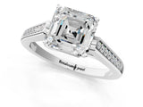 White gold Asscher Cut Solitaire Cathedral Diamond Engagement Ring with Channel-Set Band and Four-Prong Setting_4