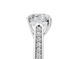 White gold Asscher Cut Solitaire Cathedral Diamond Engagement Ring with Channel-Set Band and Four-Prong Setting_8