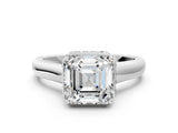 White gold Asscher Cut Solitaire Diamond Engagement Ring with Four-Prong Setting and Tapered Band_122