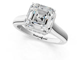 White gold Asscher Cut Solitaire Diamond Engagement Ring with Four-Prong Setting and Tapered Band_123