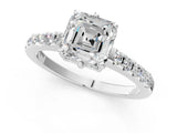 White gold Asscher Cut Solitaire Diamond Engagement Ring with Pavé Band and Six-Prong Setting_107