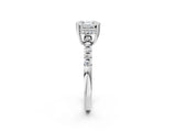 White gold Asscher Cut Solitaire Diamond Engagement Ring with Pavé Band and Six-Prong Setting_164
