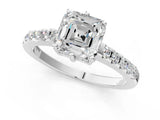 White gold Asscher Cut Solitaire Diamond Engagement Ring with Pavé Band and Six-Prong Setting_55