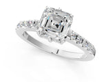 White gold Asscher Cut Solitaire Diamond Engagement Ring with Pavé Band and Six-Prong Setting_69