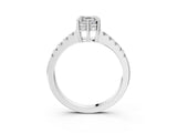 White gold Asscher Cut Solitaire Diamond Engagement Ring with Pavé Band and Six-Prong Setting_81