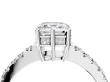 White gold Asscher Cut Solitaire Diamond Engagement Ring with Pavé Band and Six-Prong Setting_82