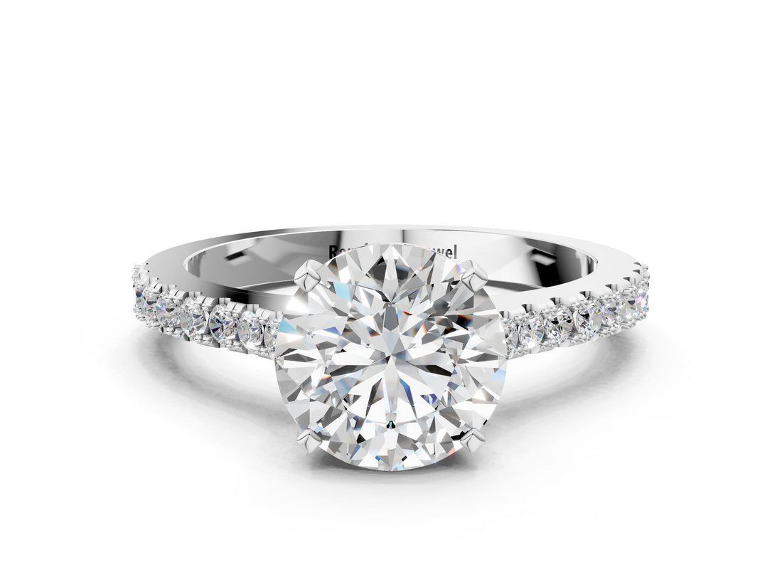 White gold Asscher Cut Solitaire Diamond Engagement Ring with Pave Band and Four-Prong Setting_8