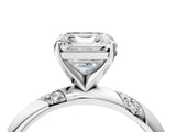 White gold Asscher Cut Solitaire Diamond Engagement Ring with Twisted Pave Band and Four-Prong Setting_11