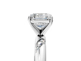 White gold Asscher Cut Solitaire Diamond Engagement Ring with Twisted Pave Band and Four-Prong Setting_12