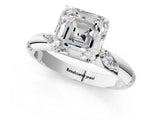 White gold Asscher Cut Solitaire Diamond Engagement Ring with Twisted Pave Band and Four-Prong Setting_8