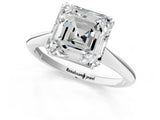 White gold Asscher Cut Solitaire Diamond Ring with Six-Prong Setting and Classic Band_155