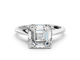 White gold Asscher Cut Solitaire Diamond Ring with Six-Prong Setting and Classic Band_37