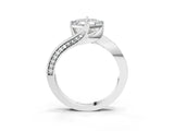 White gold Asscher Cut Solitaire Diamond Twist Band with Pavé Setting and Four-Prong Setting_10