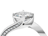 White gold Asscher Cut Solitaire Diamond Twist Band with Pavé Setting and Four-Prong Setting_11