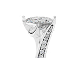 White gold Asscher Cut Solitaire Diamond Twist Band with Pavé Setting and Four-Prong Setting_12
