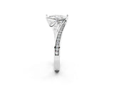 White gold Asscher Cut Solitaire Diamond Twist Band with Pavé Setting and Four-Prong Setting_9