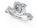 White gold Asscher Cut Solitaire Diamond Twisted Band with Pave Setting_25