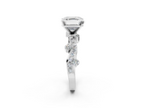 White gold Asscher Cut Solitaire Diamond Twisted Band with Pave Setting_26