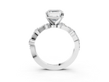 White gold Asscher Cut Solitaire Diamond Twisted Band with Pave Setting_27