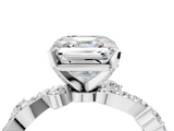 White gold Asscher Cut Solitaire Diamond Twisted Band with Pave Setting_28